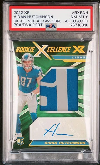 2022 Panini Aidan Hutchinson XR Xcellence Autograph Swatches Green #RXE-AH card image