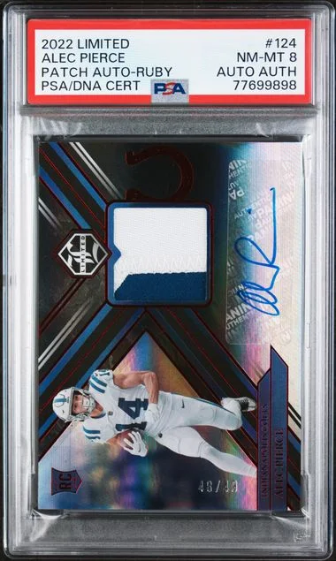 2022 Panini Alec Pierce Limited Patch Autograph-Ruby #124 card image