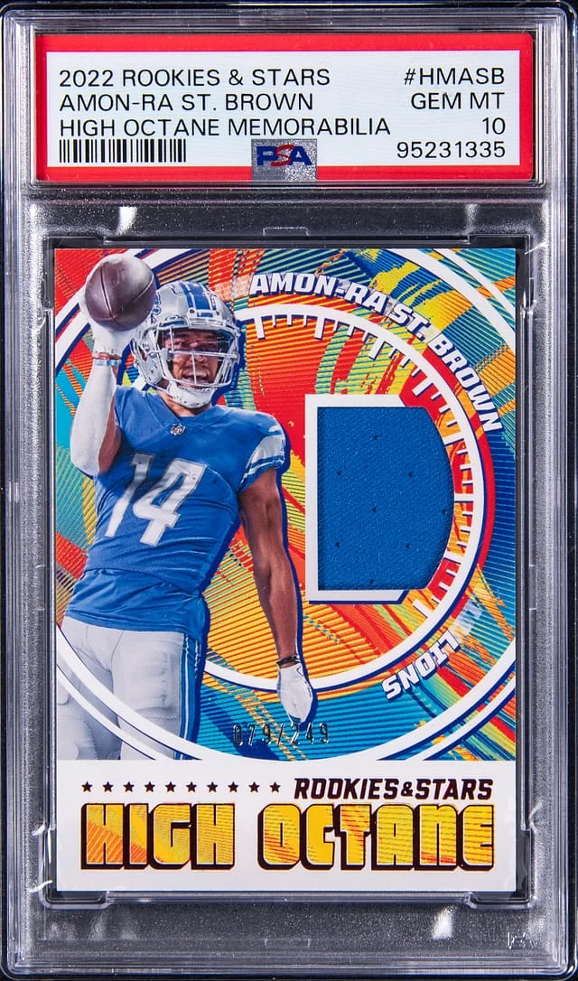 2022 Panini Amon-Ra St. Brown Rookies & Stars High Octane Memorabilia #HM-ASB card image