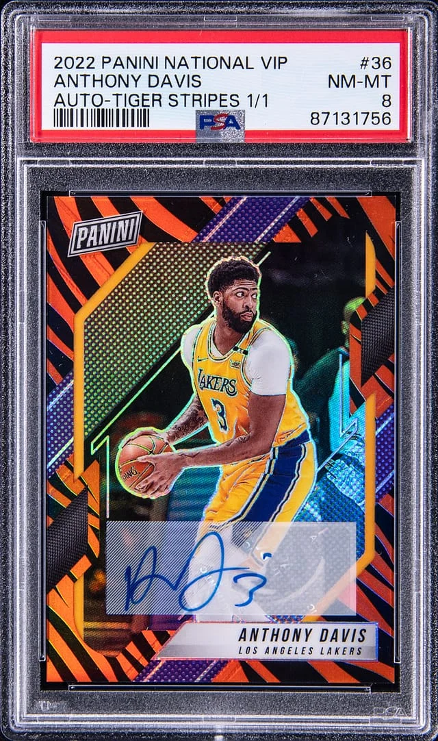 2022 Panini Anthony Davis National VIP Autograph Tiger Stripes #36 card image