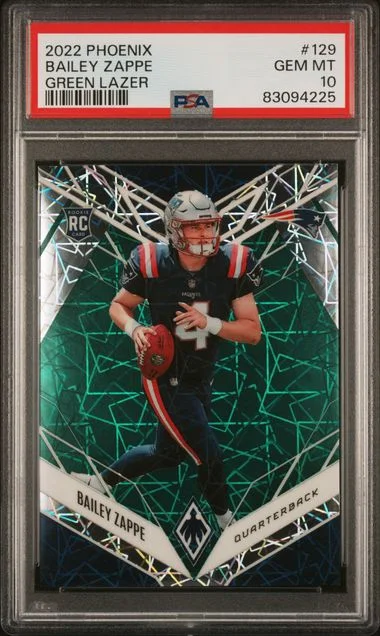 2022 Panini Bailey Zappe Phoenix Green Lazer #129 card image