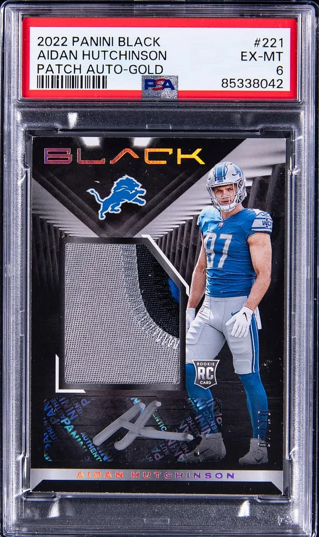 2022 Panini Black Aidan Hutchinson Patch Autograph Gold #221 card image