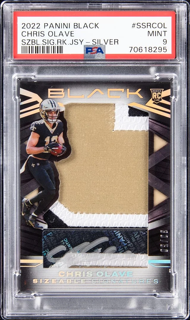 2022 Panini Black Chris Olave Sizeable Signatures Rookies Jersey Silver #SSR-COL card image