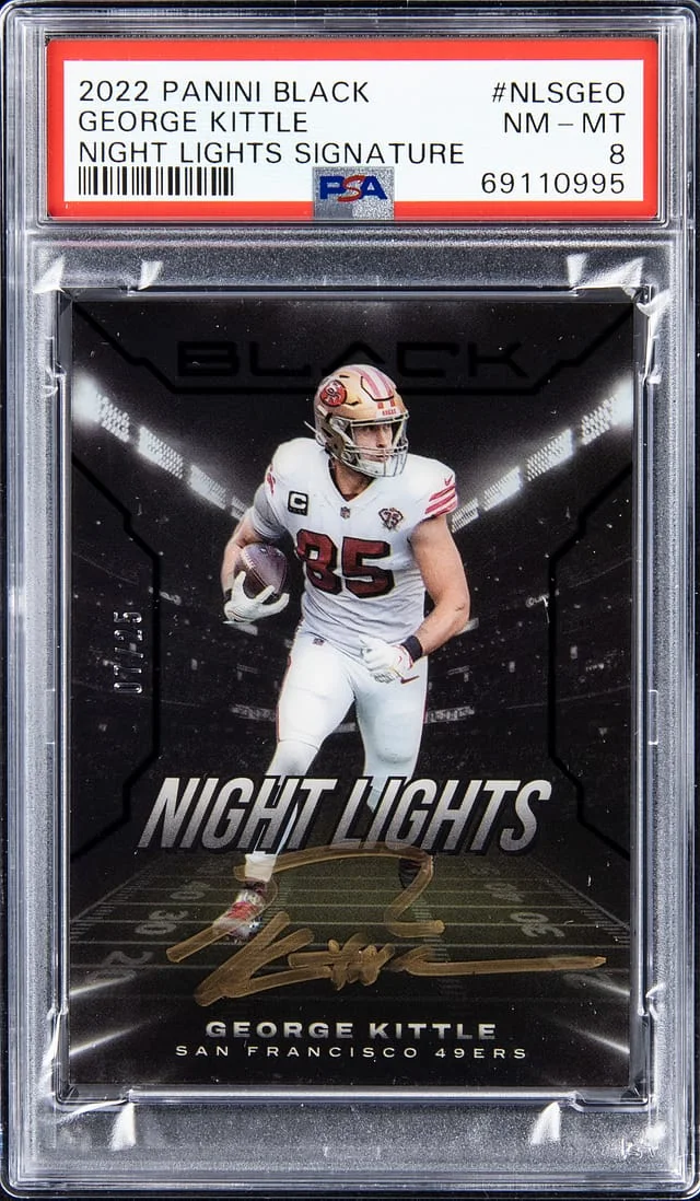 2022 Panini Black George Kittle Night Lights Signature #NLS-GEO card image