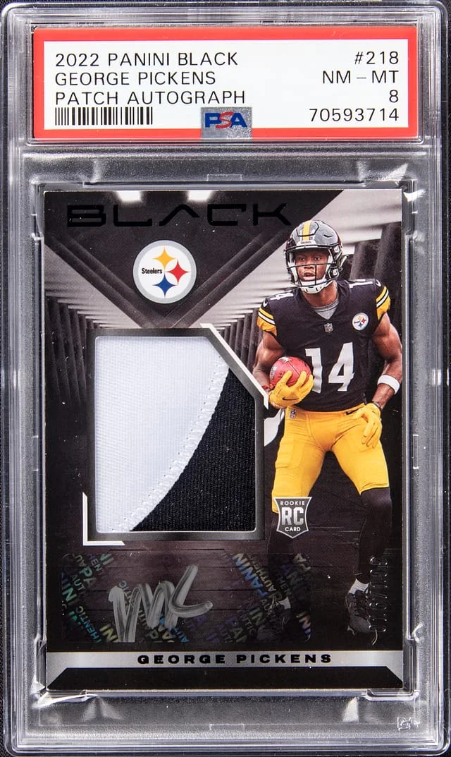 2022 Panini Black George Pickens Patch Autograph (RPA) Emerald #218 card image
