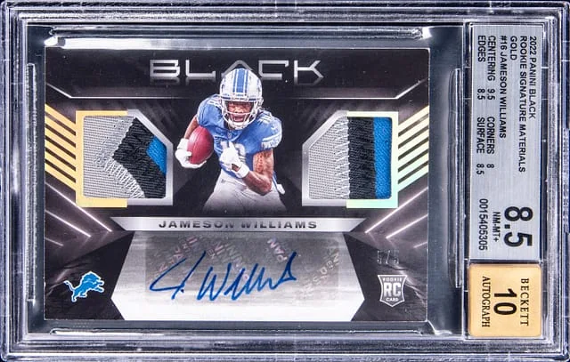 2022 Panini Black Jameson Williams Signature Materials Gold #RSM-JWI card image