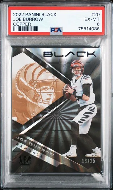 2022 Panini Black Joe Burrow Copper #20 card image