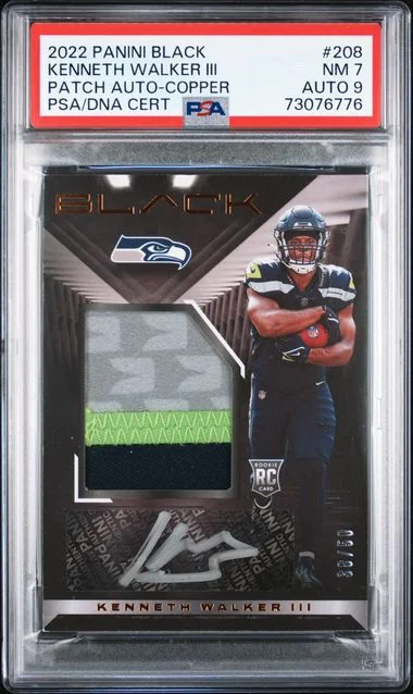 2022 Panini Black Kenneth Walker III Patch Autograph-Copper #208 card image