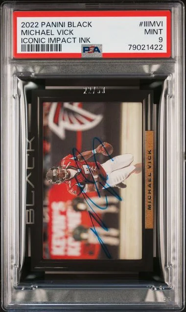 2022 Panini Black Michael Vick Iconic Impact Ink #IIIMVI card image