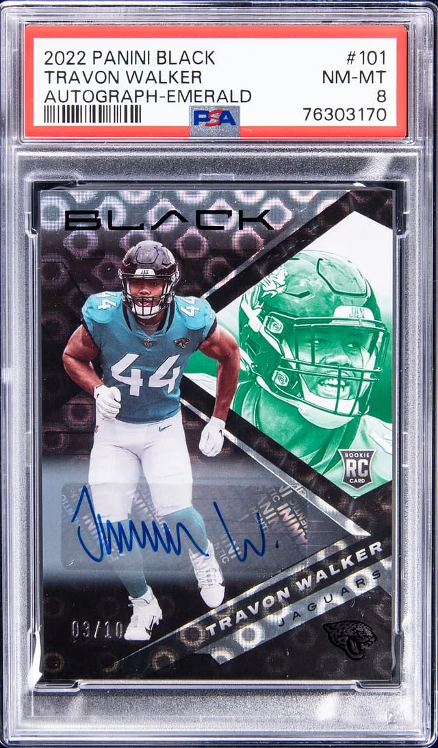 2022 Panini Black Travon Walker Autograph Emerald #101 card image