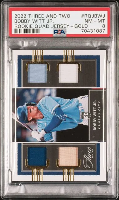 2022 Panini Bobby Witt Jr. Three And Two Quad Jersey Gold #RQJ-BWJ card image