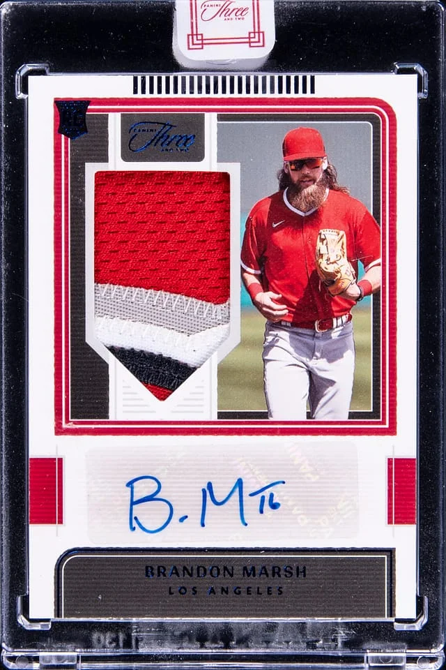 2022 Panini Brandon Marsh Three and Two Jersey Autographs #107 card image