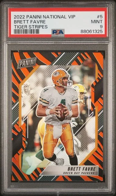 2022 Panini Brett Favre National VIP Tiger Stripes #5 card image