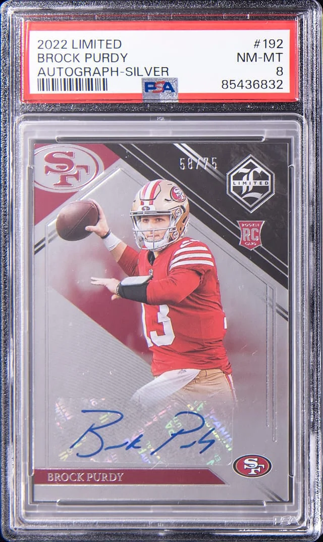2022 Panini Brock Purdy Limited Autographs Sapphire #192 card image