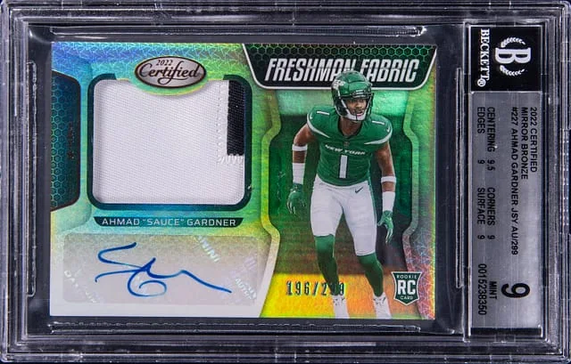 2022 Panini Certified Ahmad Sauce Gardner Jersey Autograph Mirror Bronze #227 card image