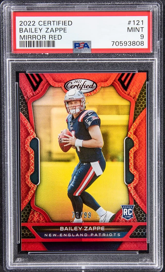 2022 Panini Certified Bailey Zappe Mirror Red #121 card image