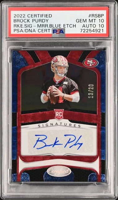 2022 Panini Certified Brock Purdy Signatures Mirror Gold Etch #RS-BP card image