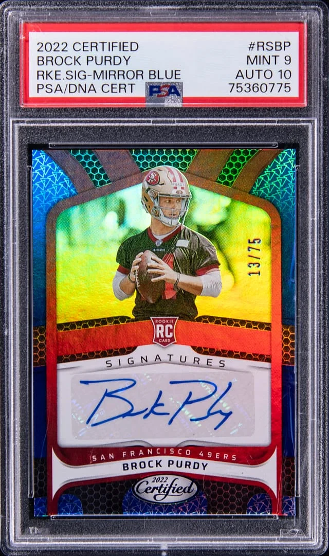 2022 Panini Certified Brock Purdy Signatures Mirror Blue #RSBP card image