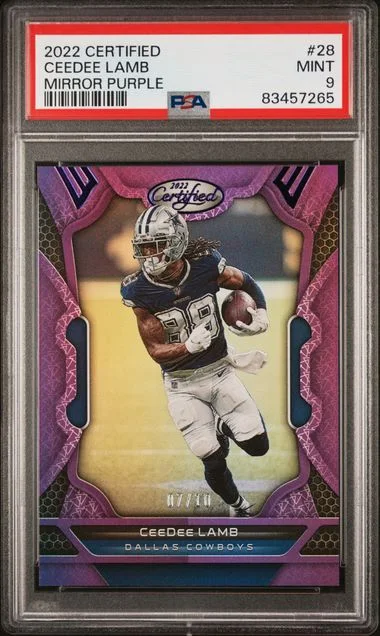 2022 Panini Certified Ceedee Lamb Mirror Purple #28 card image