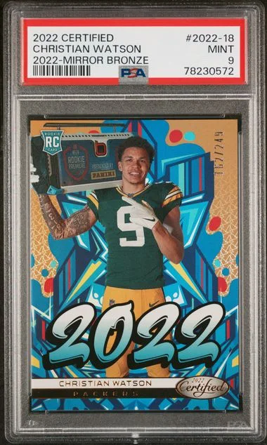 2022 Panini Certified Christian Watson 2022 Mirror Bronze #2022-18 card image