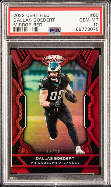 2022 Panini Certified Dallas Goedert Mirror Red #80 card image