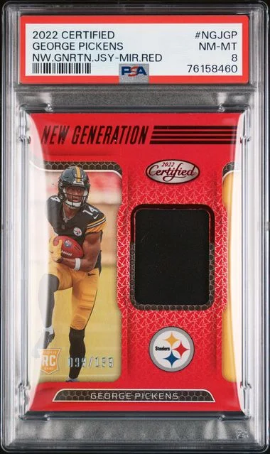 2022 Panini Certified George Pickens New Generation Jerseys Mirror Red #NGJ-GP card image