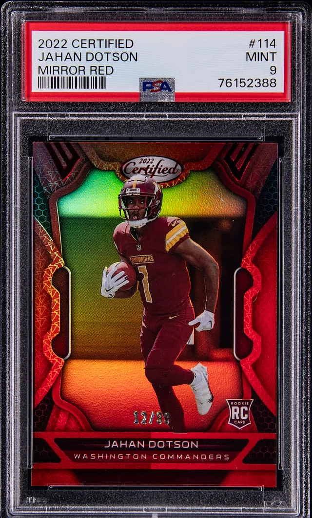 2022 Panini Certified Jahan Dotson Mirror Red #114 card image