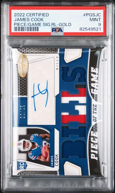 2022 Panini Certified James Cook Piece Of The Game Signature Relics Gold #PGSJC card image