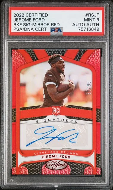 2022 Panini Certified Jerome Ford Signatures Mirror Red #RSJF card image
