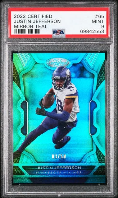 2022 Panini Certified Justin Jefferson Mirror Teal #65 card image
