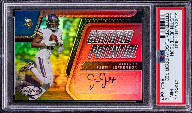 2022 Panini Certified Justin Jefferson Potential Signature Mirror Red #CPS-JUJ card image