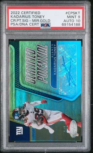 2022 Panini Certified Kadarius Toney Potential Signatures Mirror Gold #CPS-KT card image