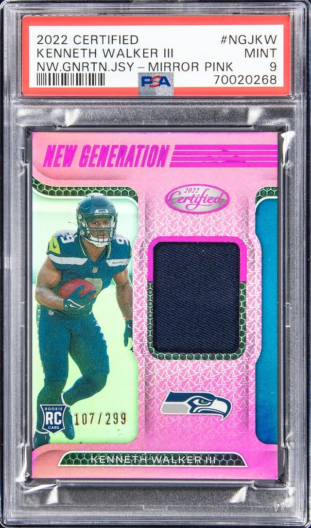 2022 Panini Certified Kenneth Walker III New Generation Jersey Mirror Pink #NGJ-KW card image