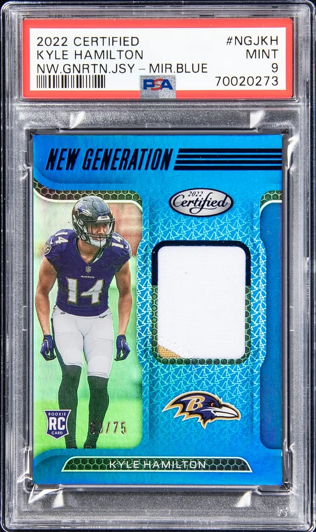 2022 Panini Certified Kyle Hamilton New Generation Jersey Mirror Blue #NGJ-KH card image