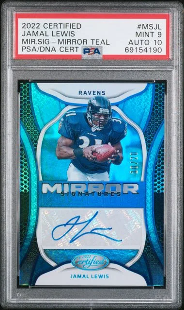 2022 Panini Certified Mirror Signatures Mirror Teal MS-JL Jamal Lewis #no-number card image
