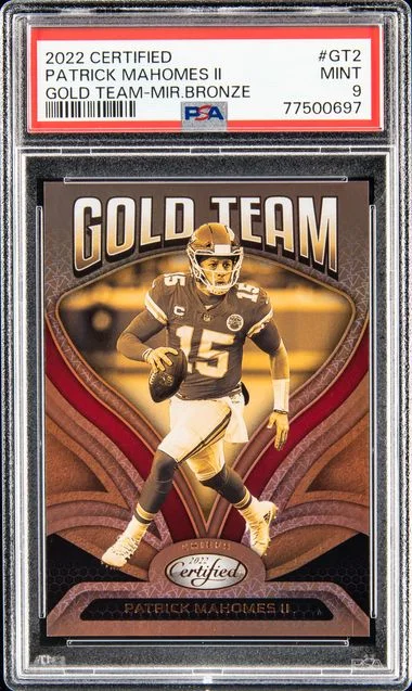 2022 Panini Certified Patrick Mahomes II Gold Team Mirror Bronze #GT-2 card image