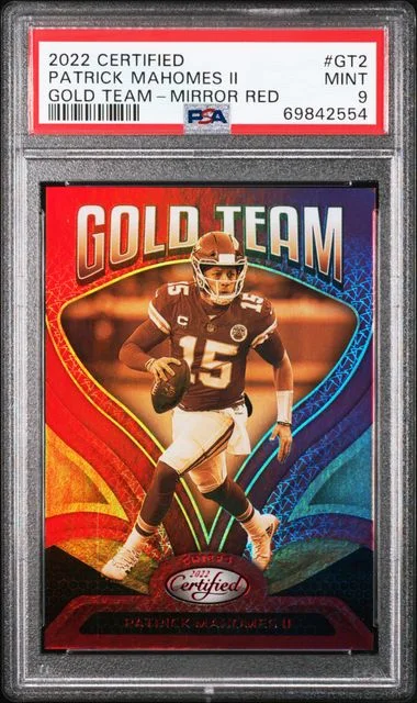 2022 Panini Certified Patrick Mahomes II Gold Team Mirror Red #Gt2 card image