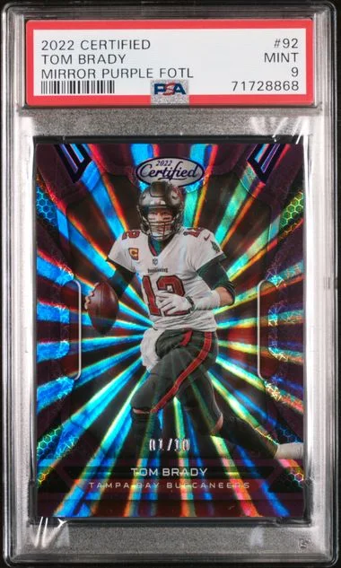 2022 Panini Certified Tom Brady Mirror Purple FOTL #92 card image