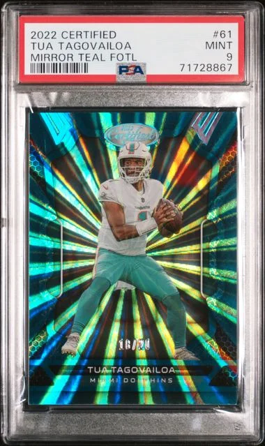 2022 Panini Certified Tua Tagovailoa Mirror Teal Fotl #61 card image