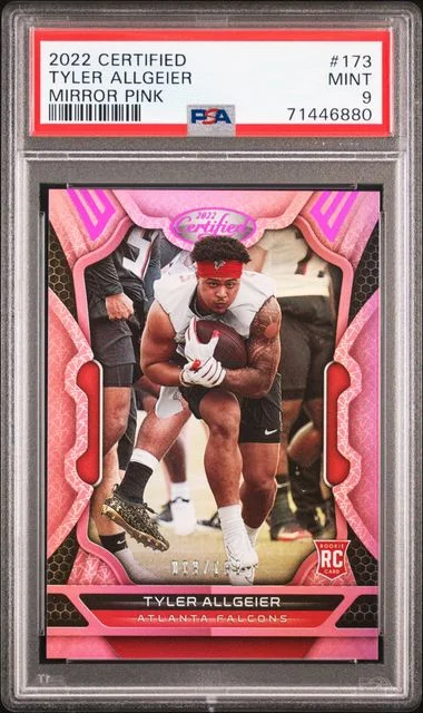 2022 Panini Certified Tyler Allgeier Mirror Pink #173 card image