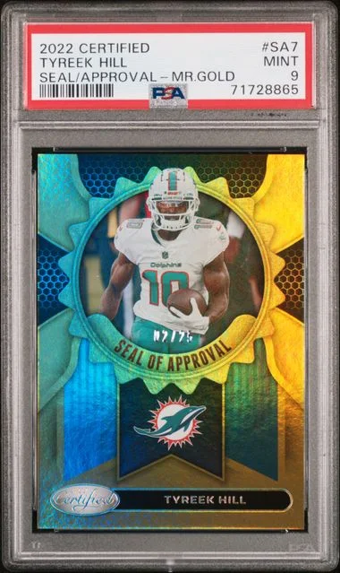 2022 Panini Certified Tyreek Hill Seal Of Approval Mirror Gold #Sa7 card image