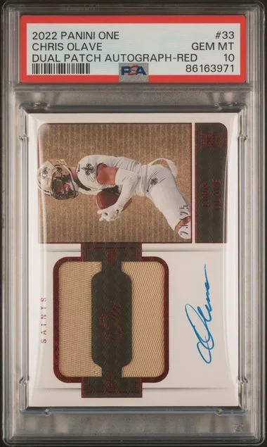 2022 Panini Chris Olave One Dual Patch Autograph-Red #33 card image