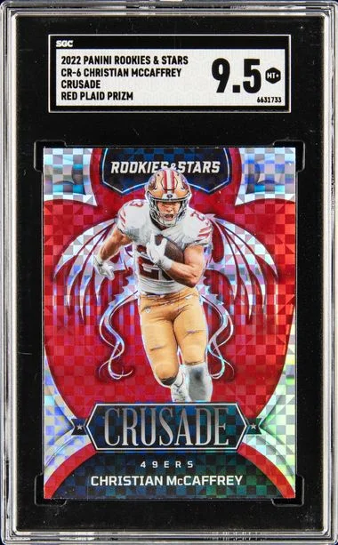 2022 Panini Christian Mccaffrey Rookies & Stars Crusade - Red Plaid Prizm #Cr-6 card image