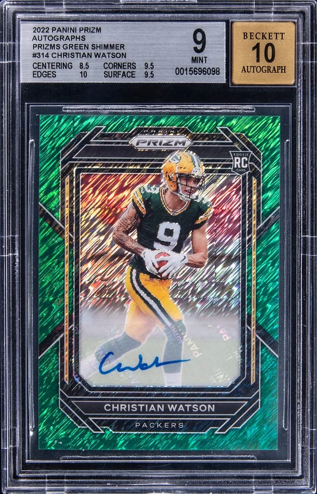2022 Panini Christian Watson Green Shimmer Prizm #314 card image