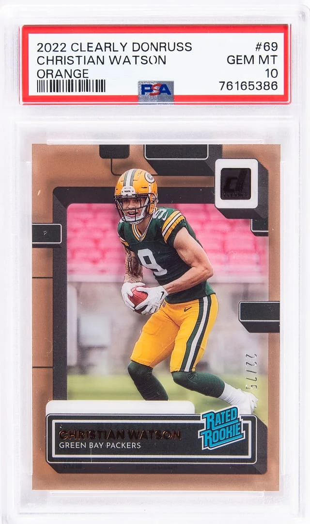 2022 Panini Christian Watson Clearly Donruss Orange #69 card image