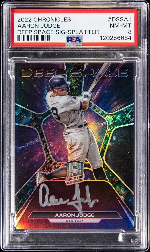 2022 Panini Chronicles Aaron Judge Deep Space Signature Splatter #DSS-AJ card image