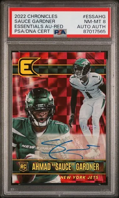 2022 Panini Chronicles Ahmad Sauce Gardner Essentials Autographs Red #ESSA-HG card image