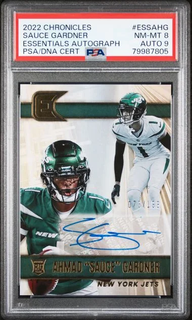 2022 Panini Chronicles Ahmad Sauce Gardner Essentials Autographs #ESSAHG card image