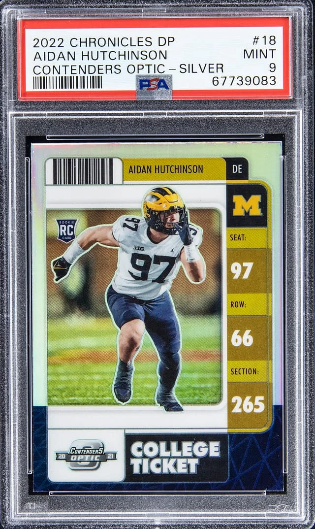 2022 Panini Chronicles Aidan Hutchinson DP Contenders Optic Silver #18 card image