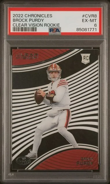 2022 Panini Chronicles Brock Purdy Clear Vision Rookies #CVR-8 card image